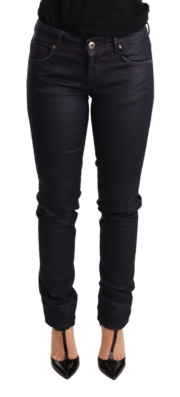 Ermanno Scervino Jean skinny taille basse bleu foncé chic