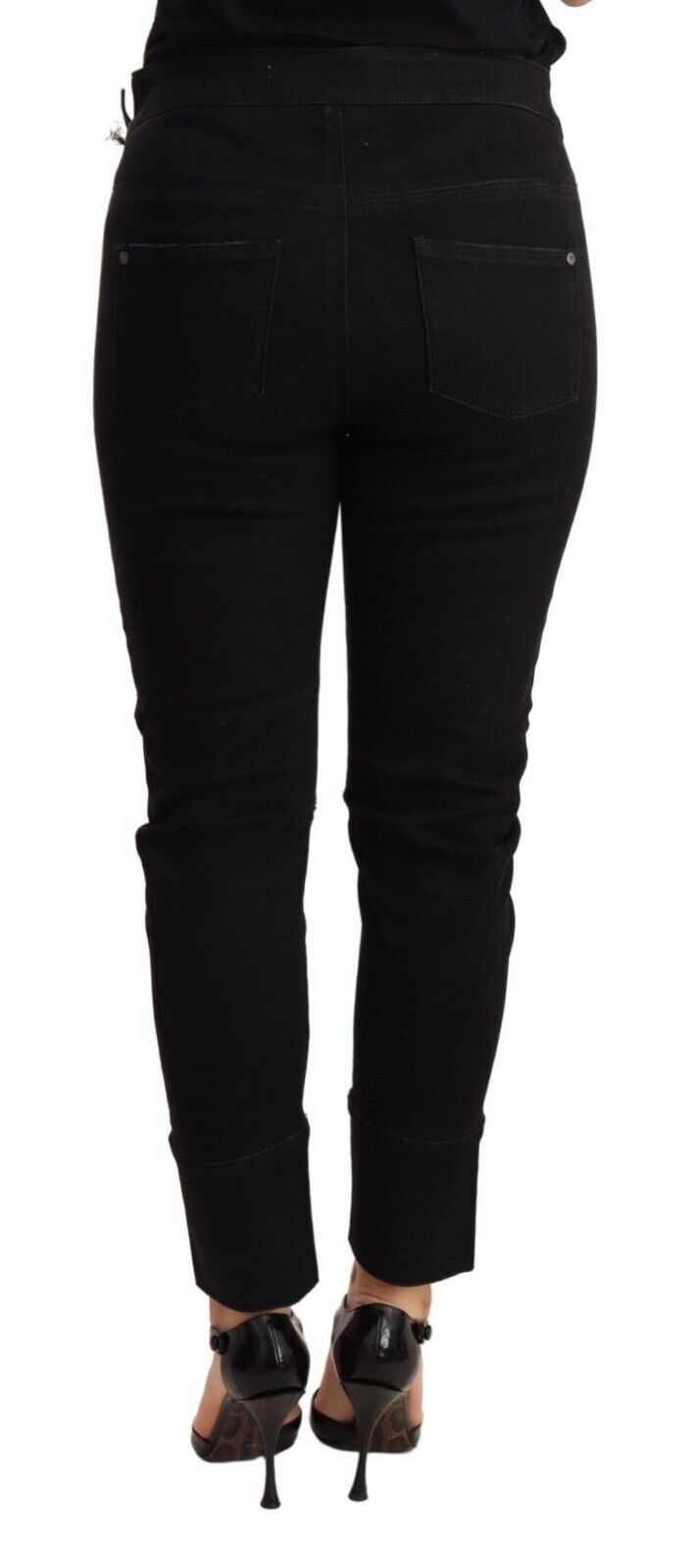 Ermanno Scervino Pantalon chic taille basse skinny en coton noir