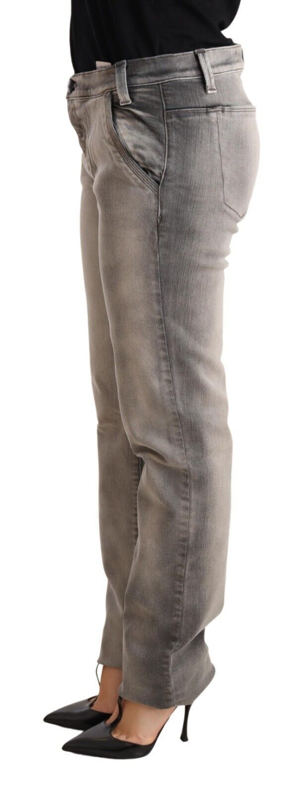 Ermanno Scervino Jean skinny taille basse délavé gris chic