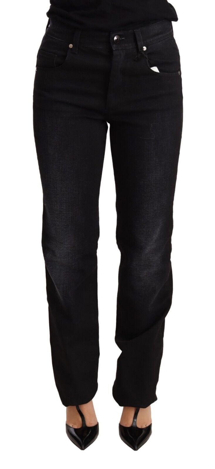 Ermanno Scervino Jean coupe droite délavé noir chic