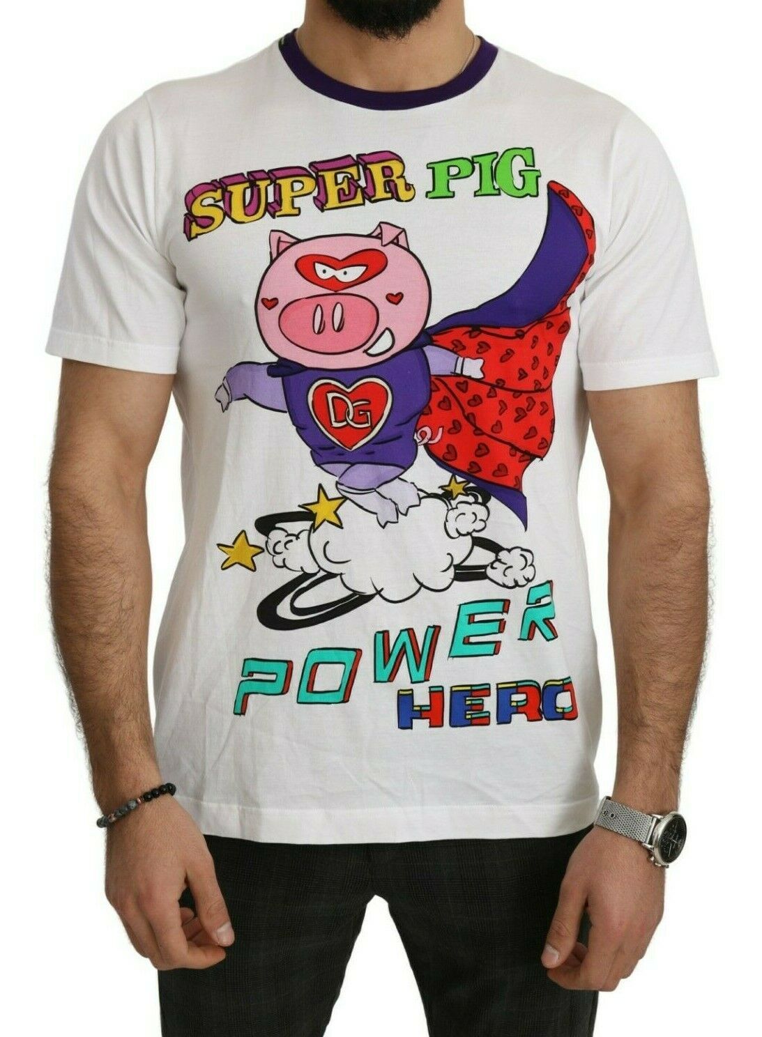 Dolce &amp; Gabbana Chic T-shirt en coton blanc à motif cochon