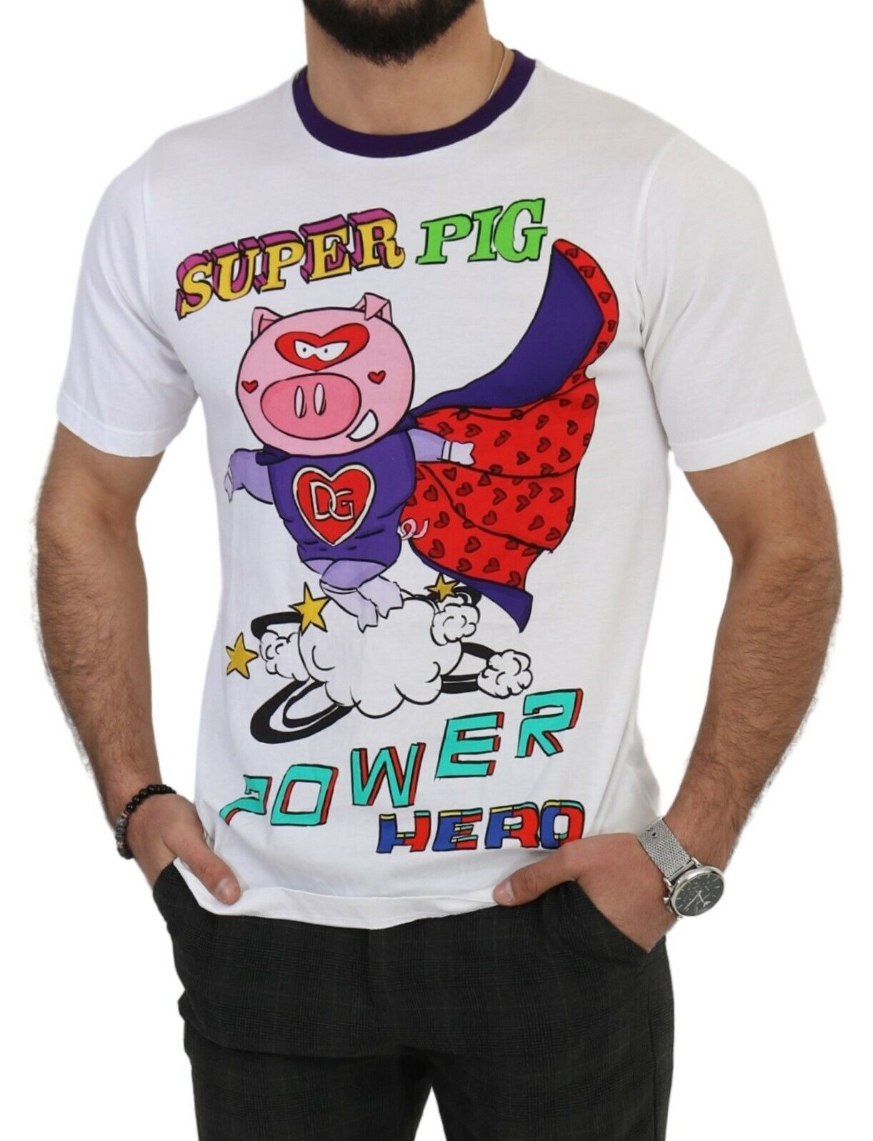 Dolce &amp; Gabbana Chic T-shirt en coton blanc à motif cochon