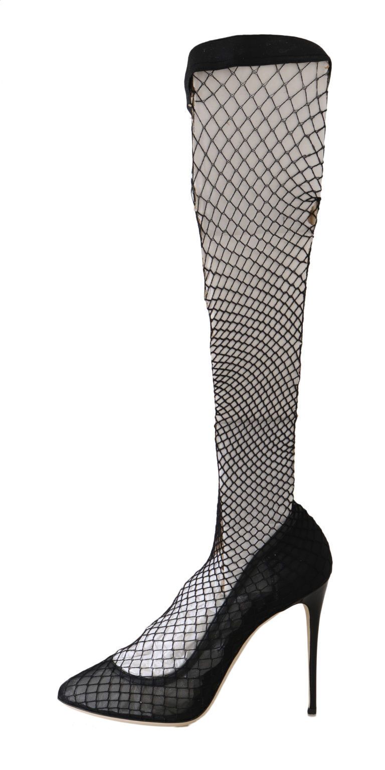 Dolce &amp; Gabbana Escarpins chaussettes élégants en filet en noir intemporel