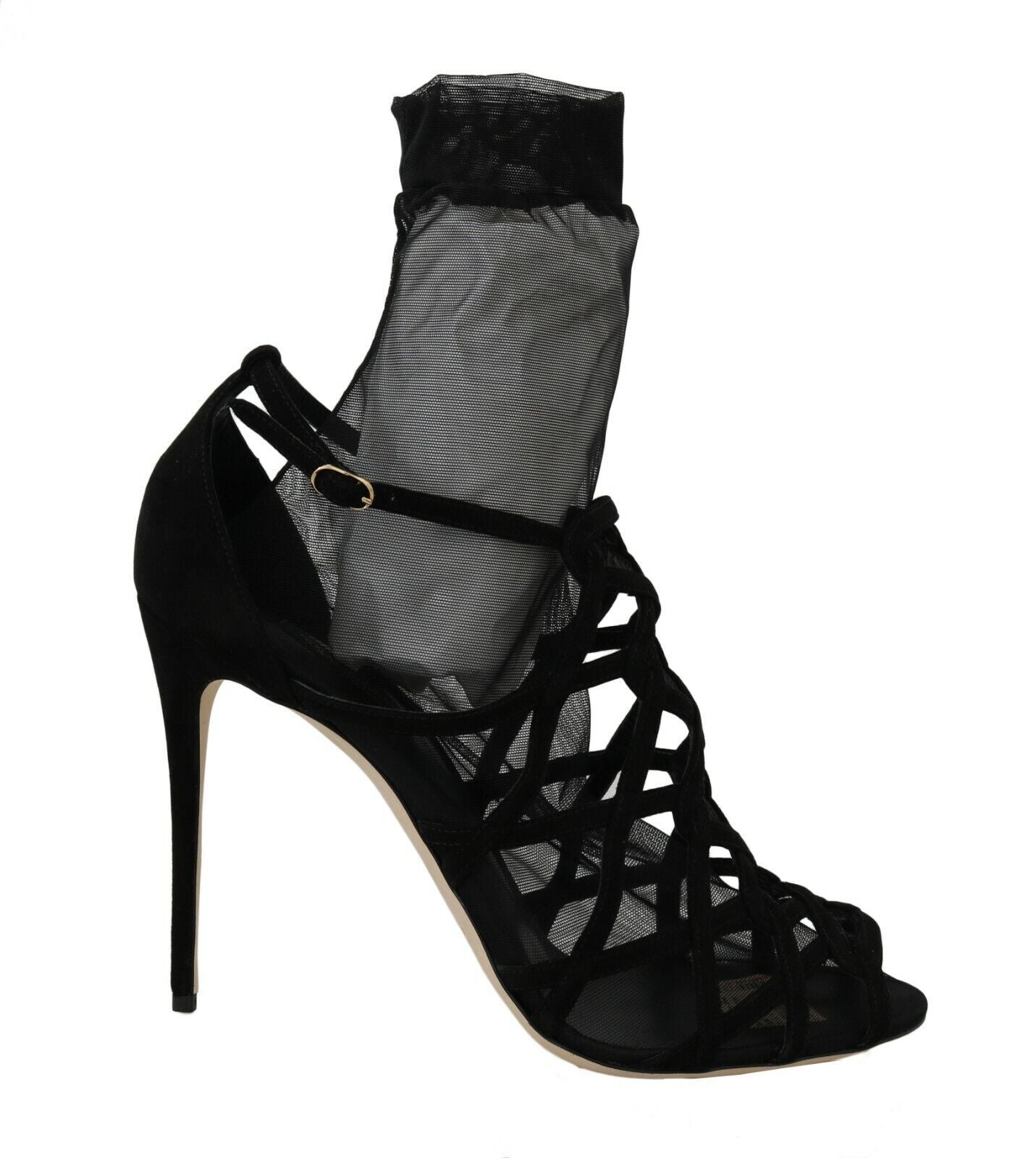 Dolce &amp; Gabbana Bottines en tulle et daim noir