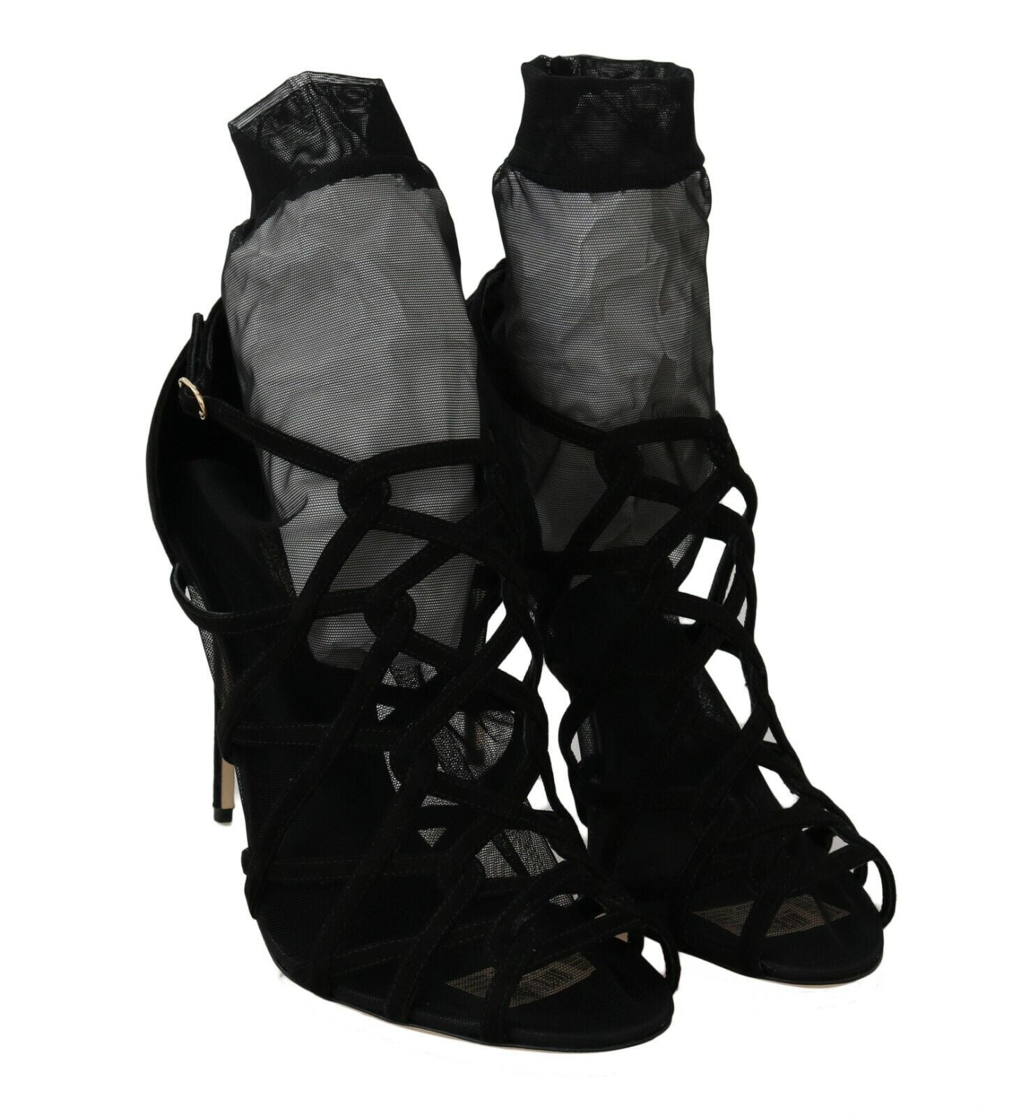 Dolce &amp; Gabbana Bottines en tulle et daim noir