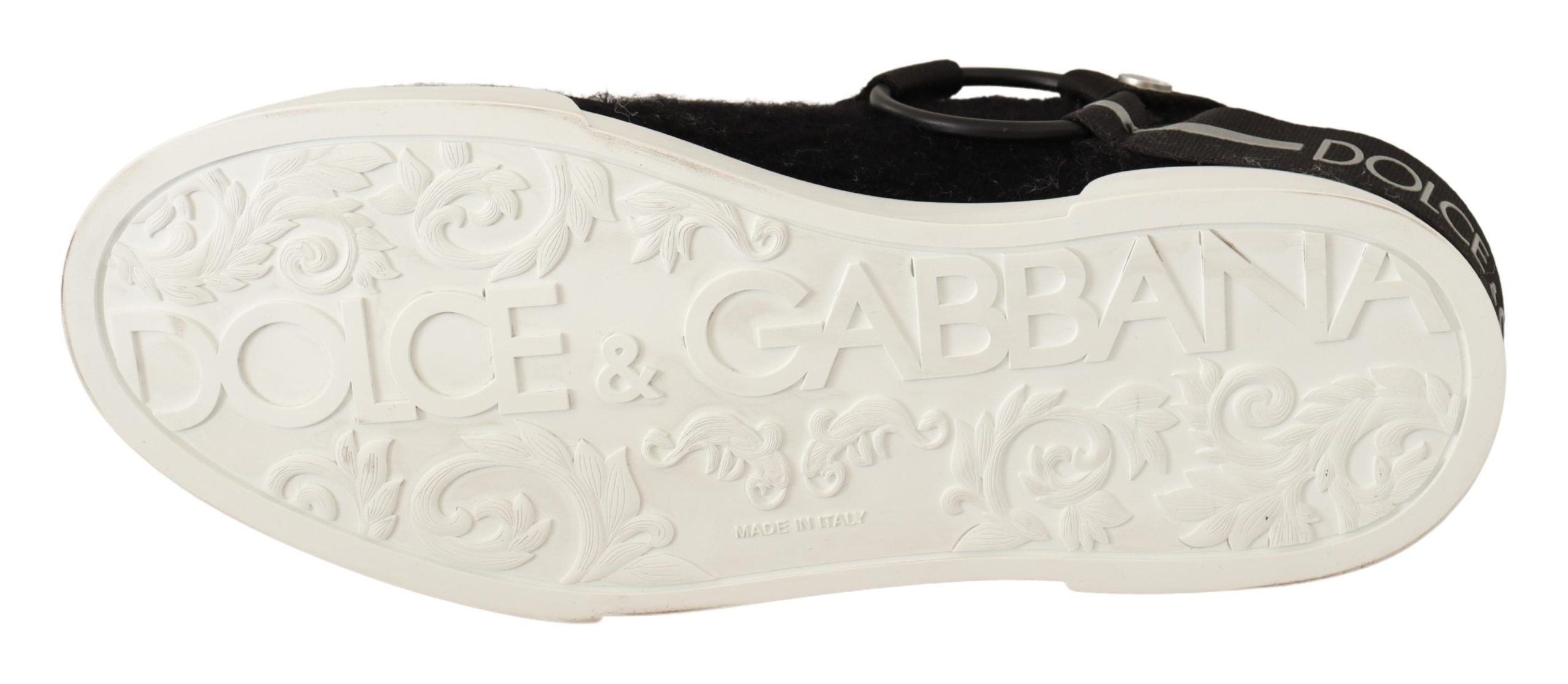 Dolce &amp; Gabbana Baskets en cuir à finitions en peau de mouton retournée