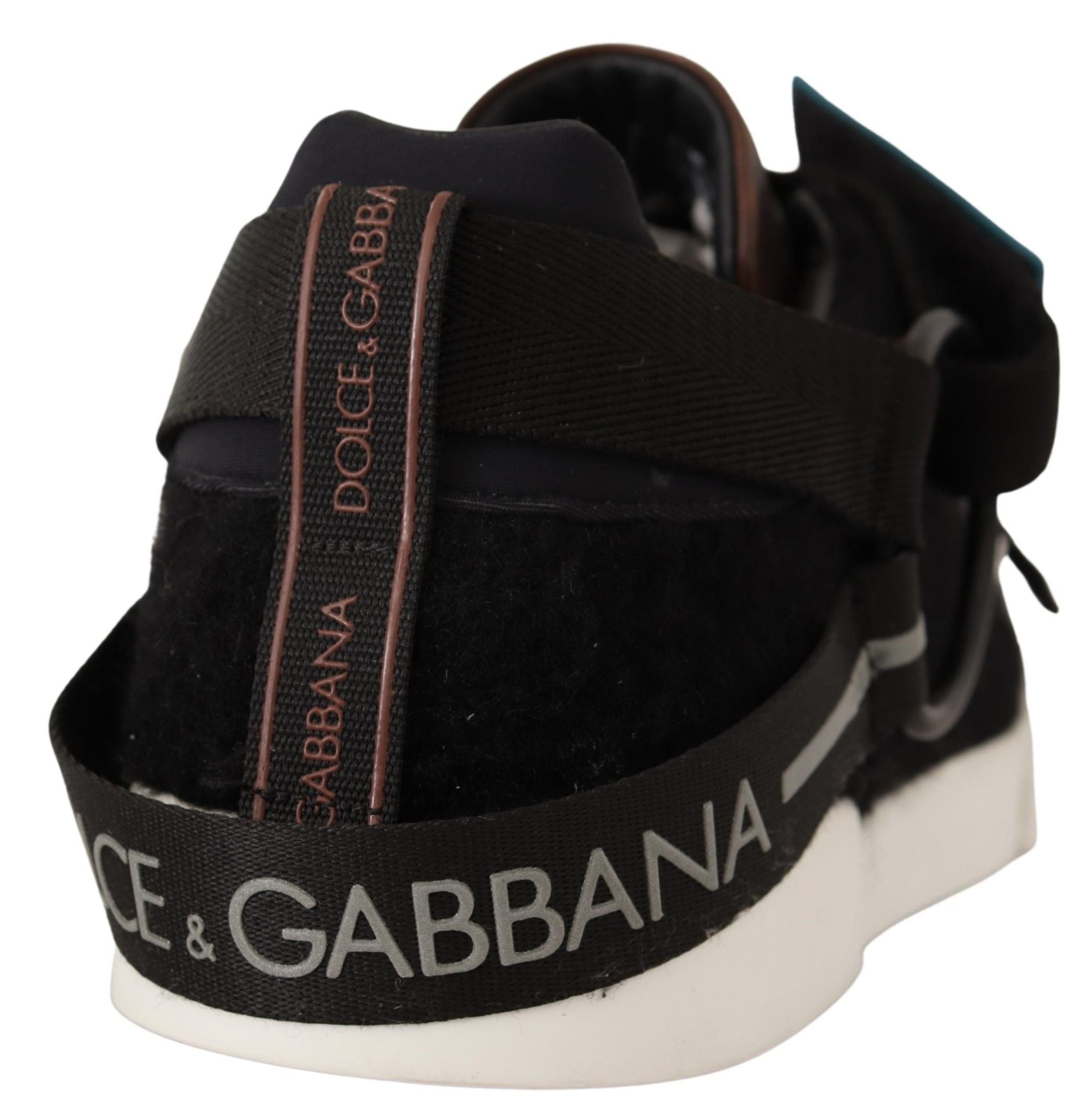 Dolce &amp; Gabbana Baskets en cuir à finitions en peau de mouton retournée