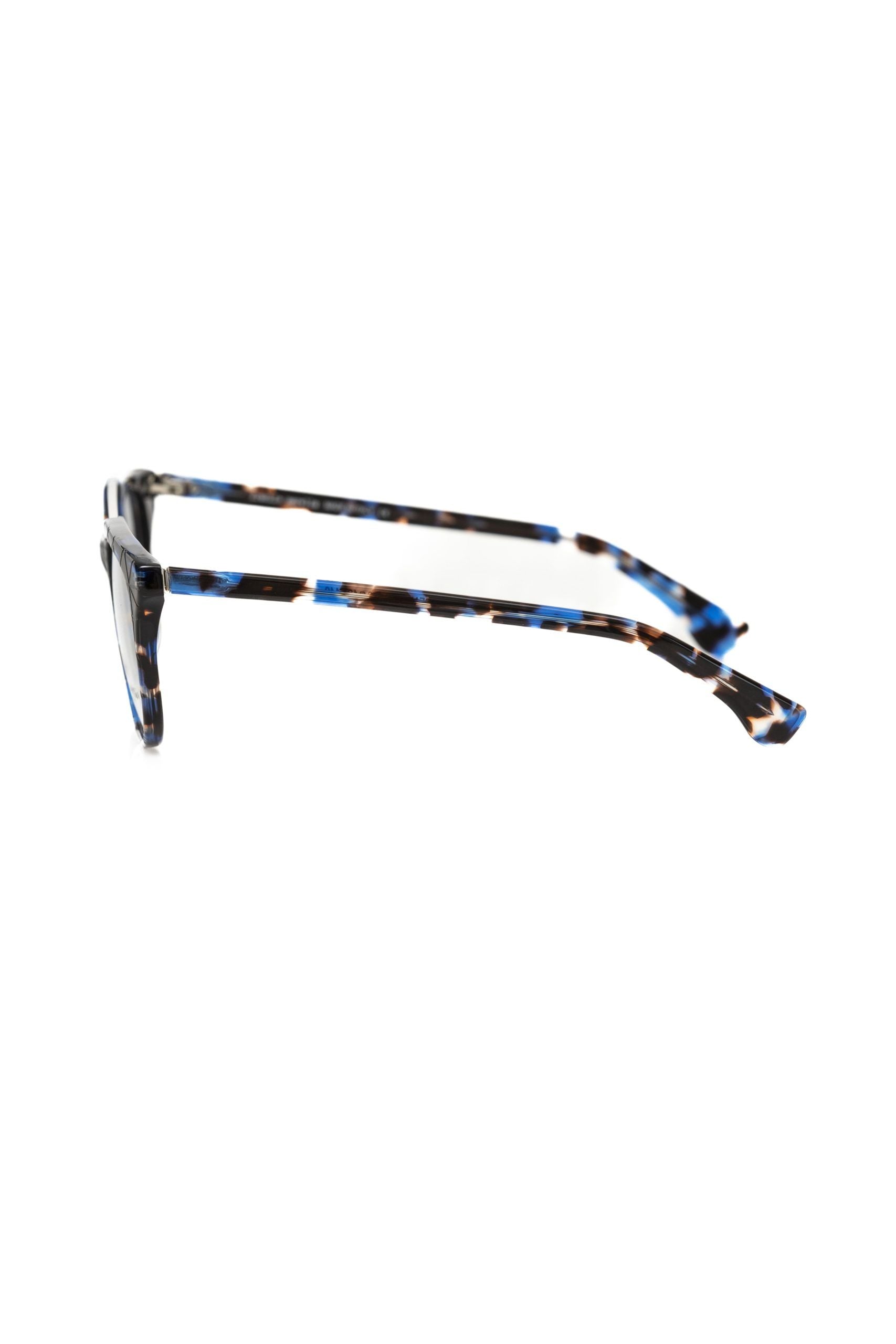 Lunettes de vue Frankie Morello Wayfarer à motif géométrique bleu havane