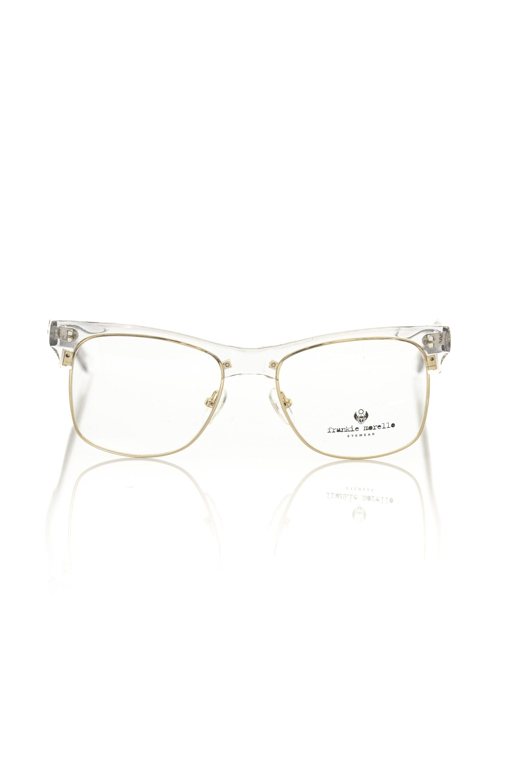 Frankie Morello Lunettes de vue élégantes Clubmaster dorées