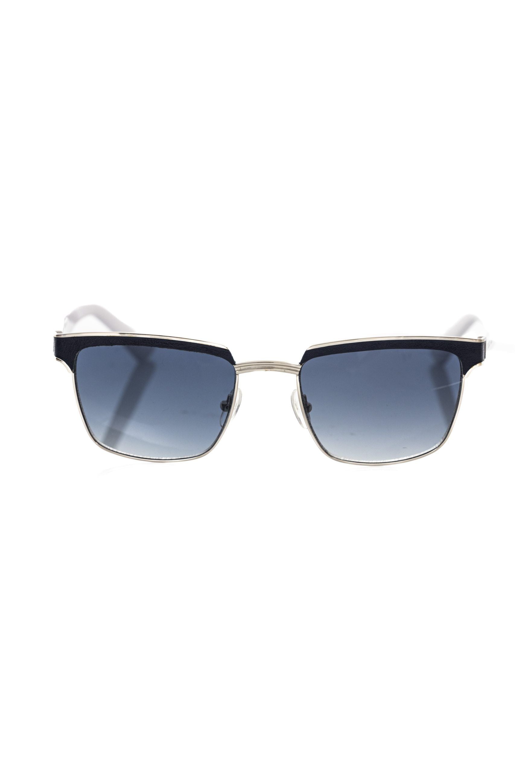 Frankie Morello Lunettes de soleil élégantes Clubmaster en cuir noir