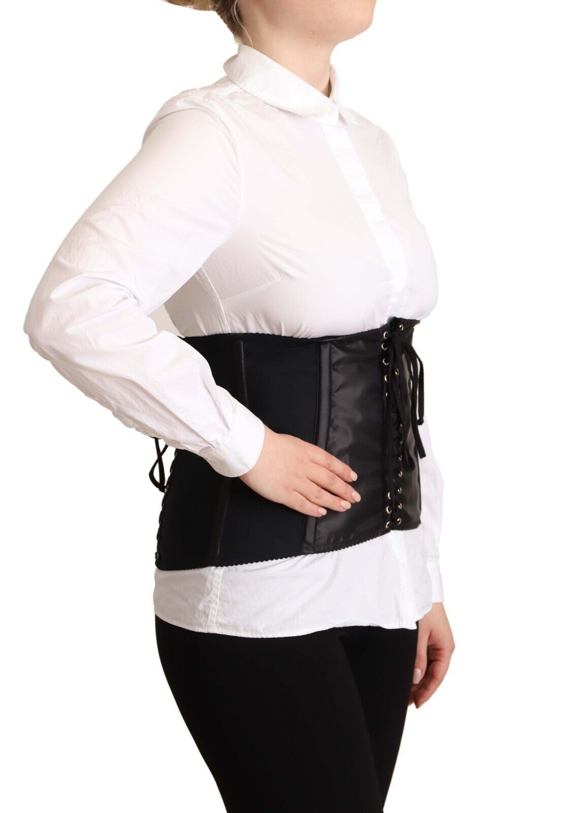 Dolce & Gabbana Chic Black Corset Belt Top