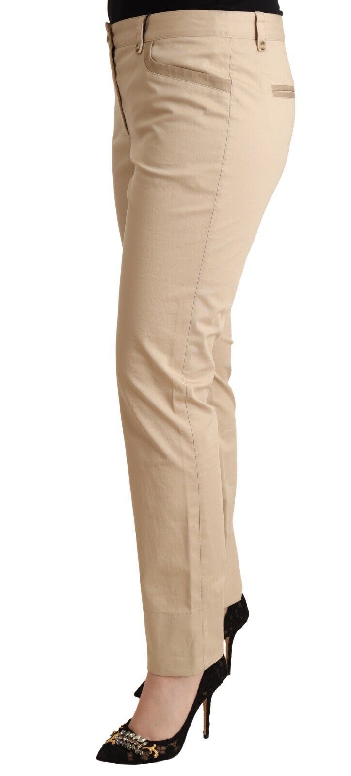 Dolce &amp; Gabbana Pantalon skinny stretch en coton beige élégant