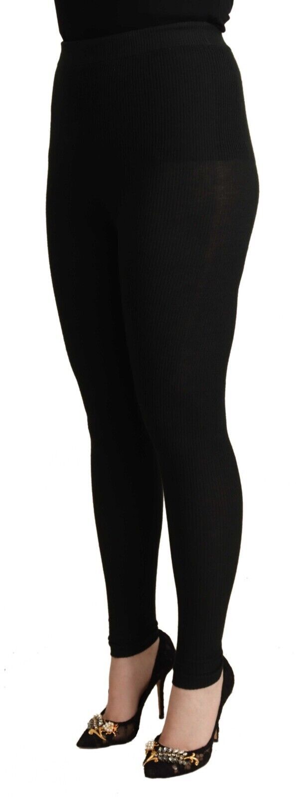 Dolce & Gabbana Pantalon collant taille extensible en cachemire noir