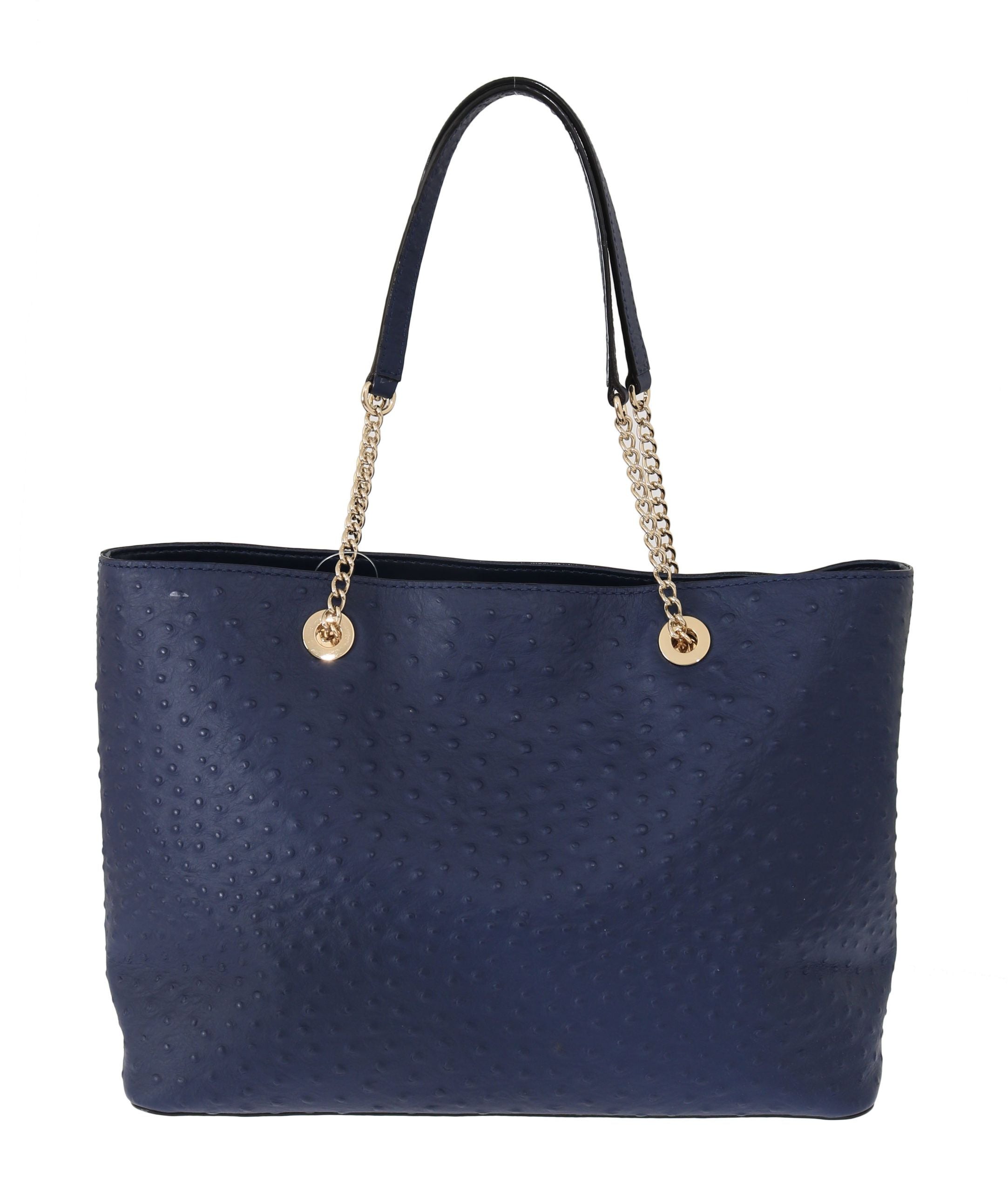 Kate Spade Élégant sac à main en cuir d'autruche en bleu