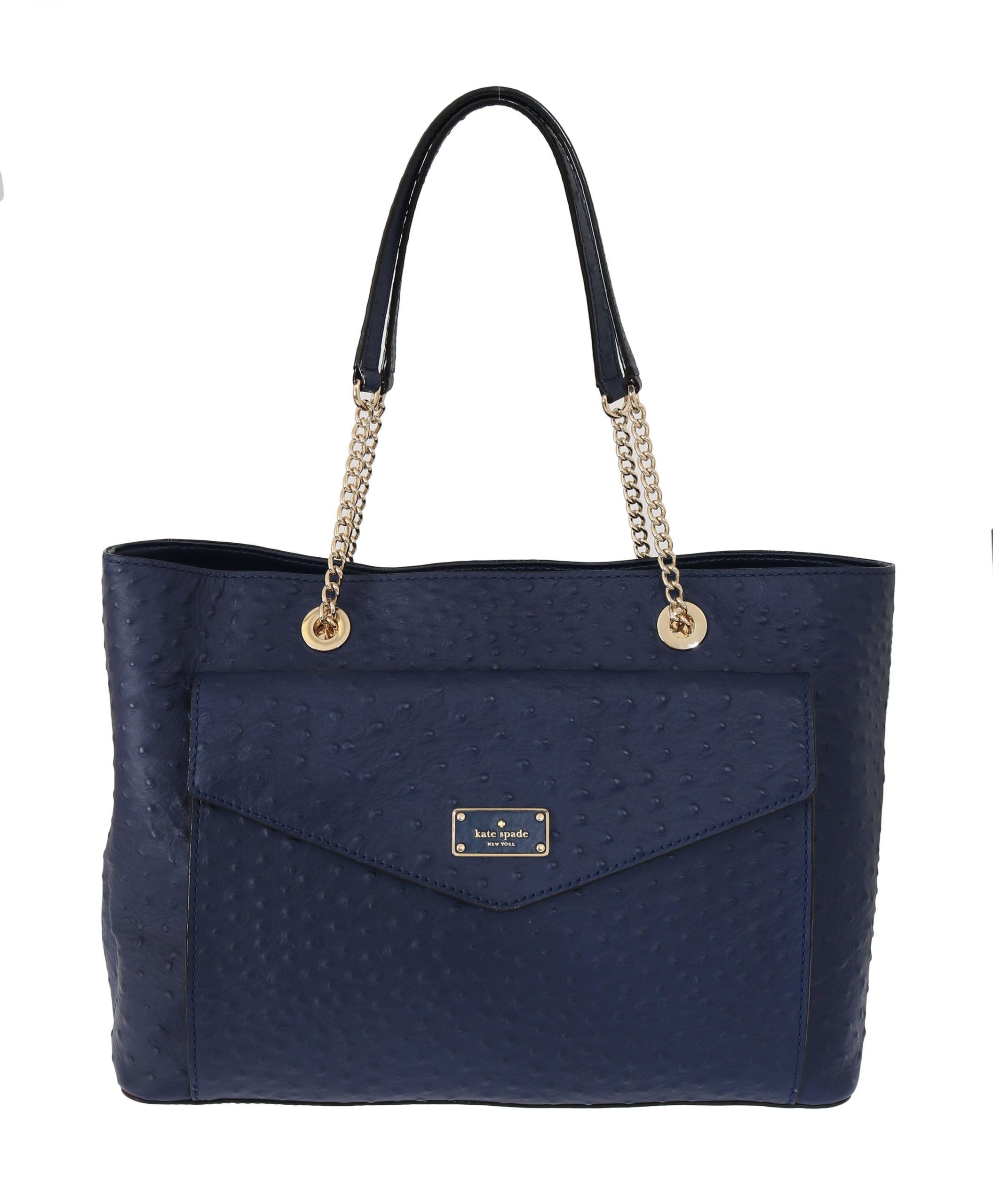 Kate Spade Élégant sac à main en cuir d'autruche en bleu