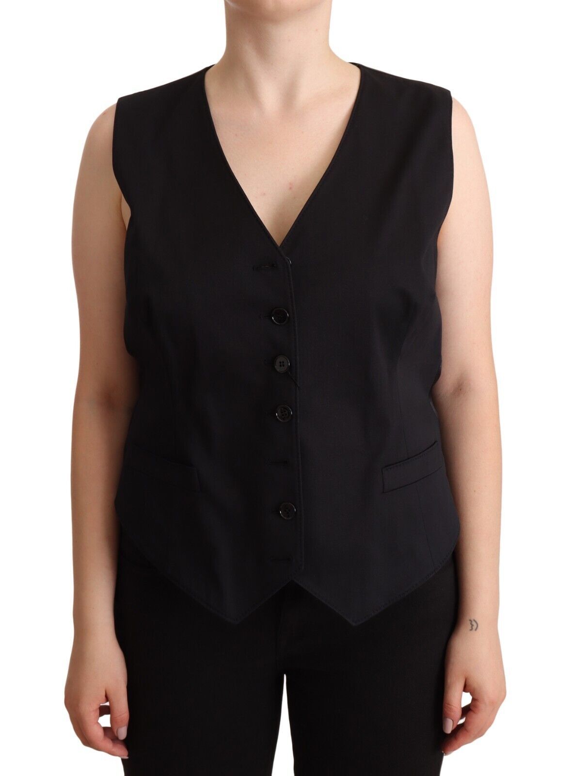 Dolce &amp; Gabbana Chic Gilet Noir Boutonné