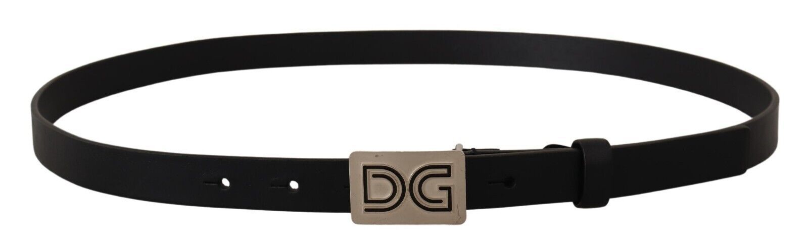 Dolce &amp; Gabbana Ceinture élégante en cuir noir avec boucle argentée