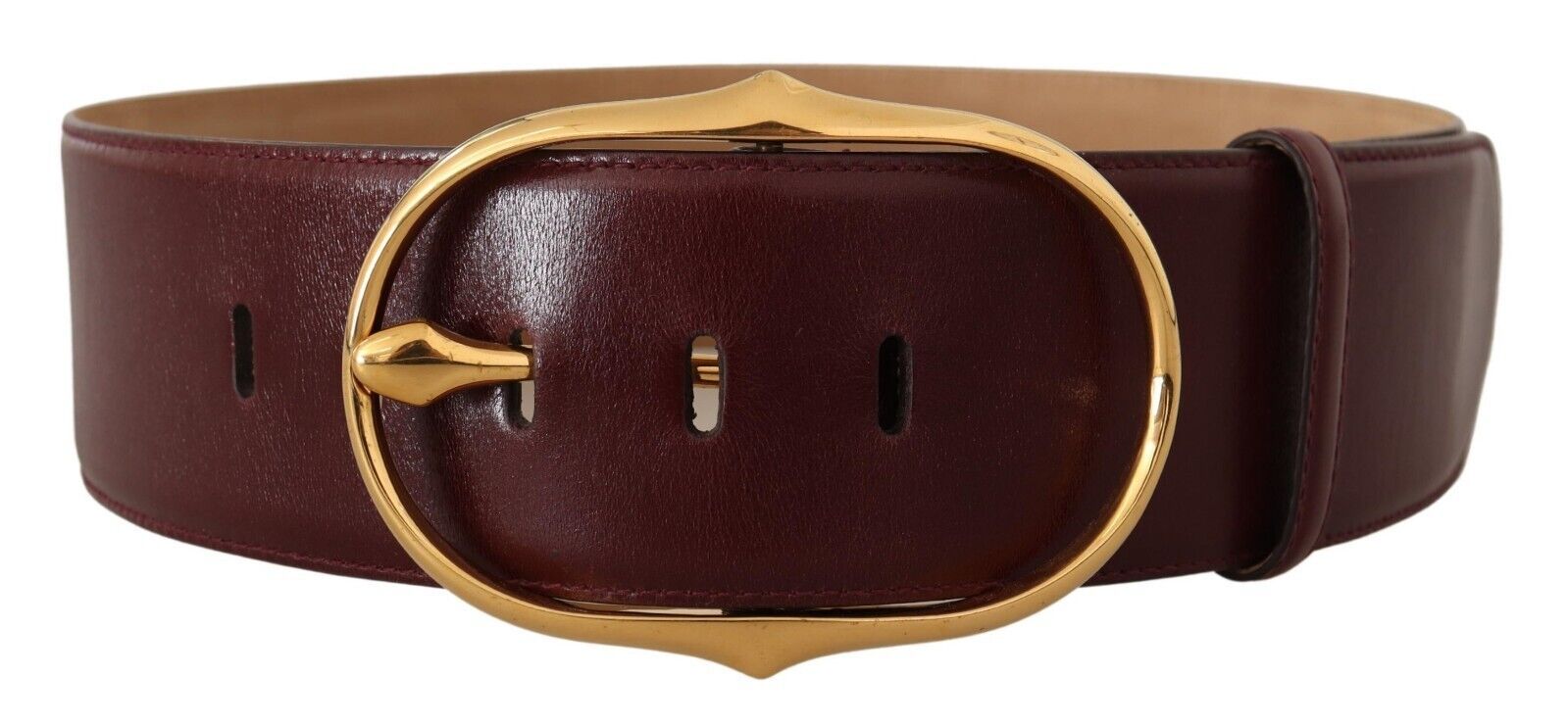 Dolce &amp; Gabbana Ceinture élégante en cuir marron avec boucle ovale dorée