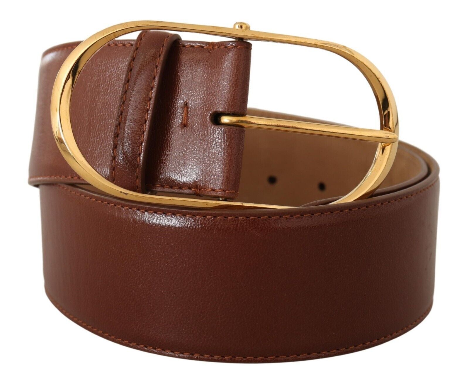 Dolce &amp; Gabbana Ceinture élégante en cuir marron avec boucle dorée