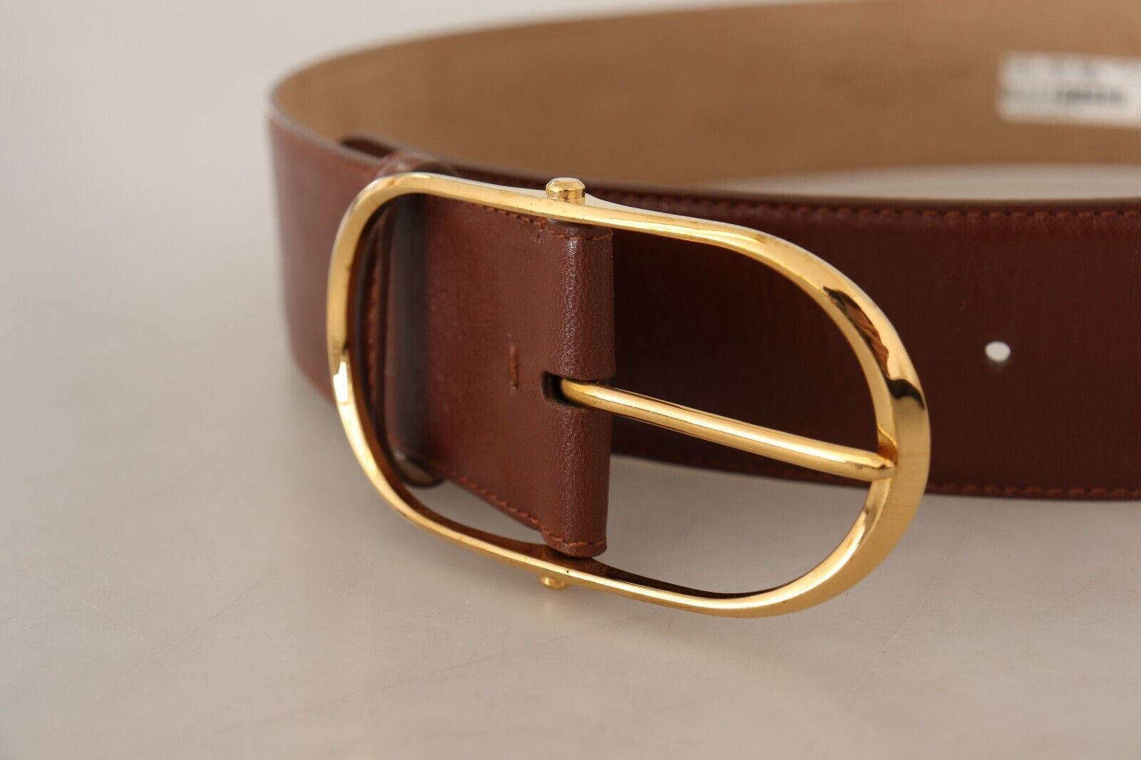 Dolce &amp; Gabbana Ceinture élégante en cuir marron avec boucle dorée