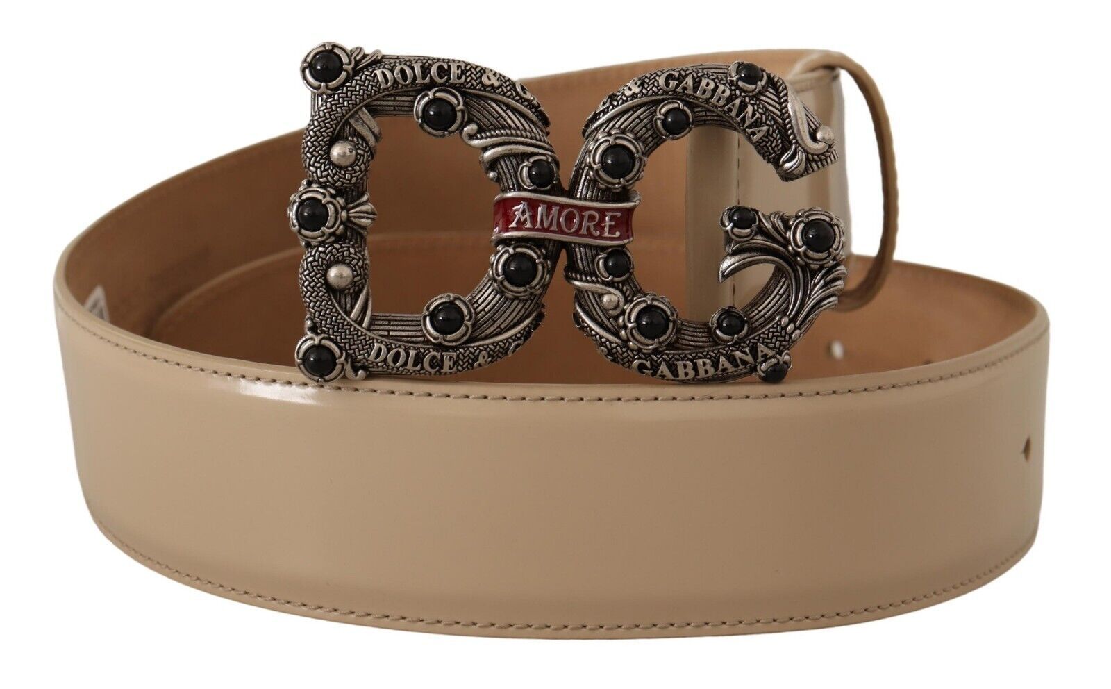 Dolce &amp; Gabbana Ceinture ornée de perles avec logo vintage en laiton