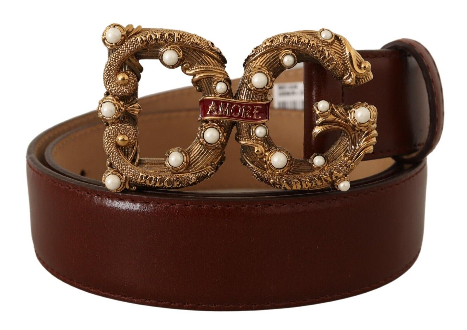 Dolce &amp; Gabbana Ceinture Amore en cuir ornée de perles élégantes