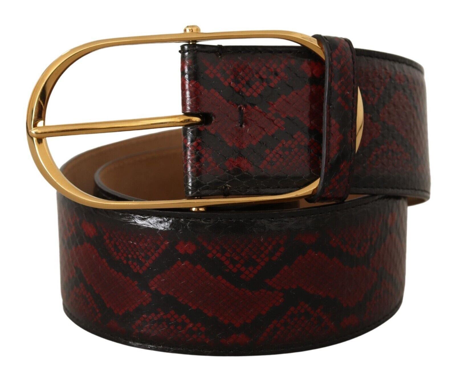 Dolce &amp; Gabbana Ceinture élégante en cuir python rouge avec boucle dorée