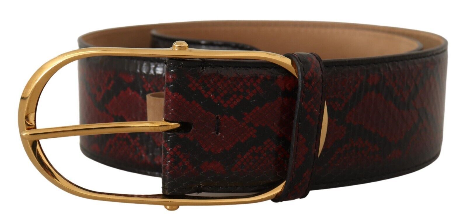 Dolce &amp; Gabbana Ceinture élégante en cuir python rouge avec boucle dorée