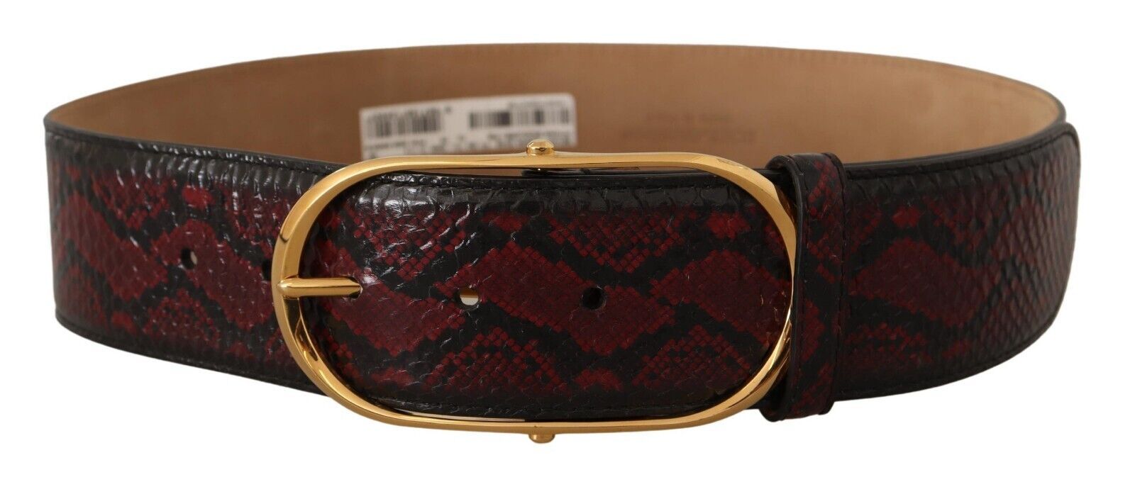 Dolce &amp; Gabbana Ceinture élégante en cuir python rouge avec boucle dorée