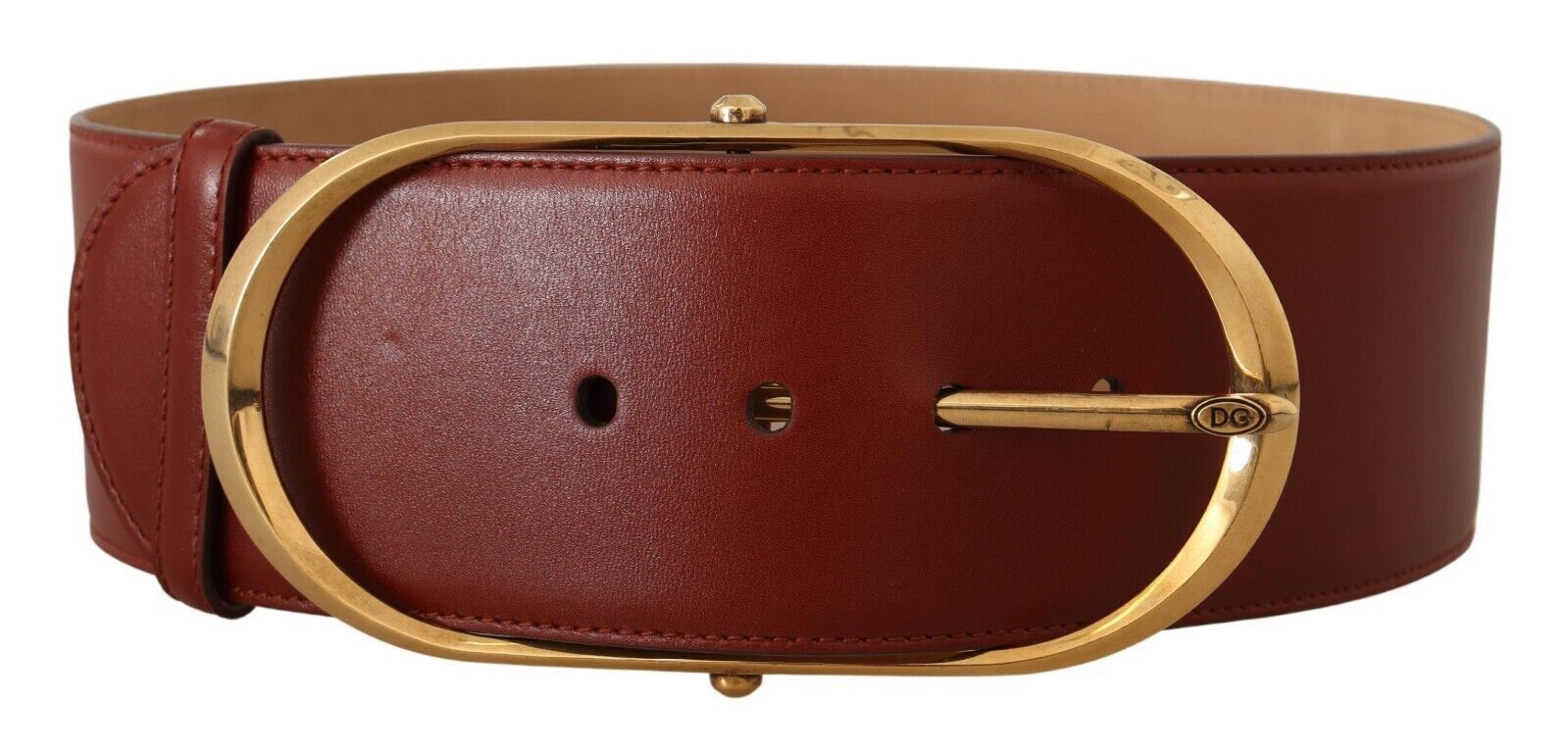 Dolce &amp; Gabbana Ceinture élégante en cuir marron avec accents dorés