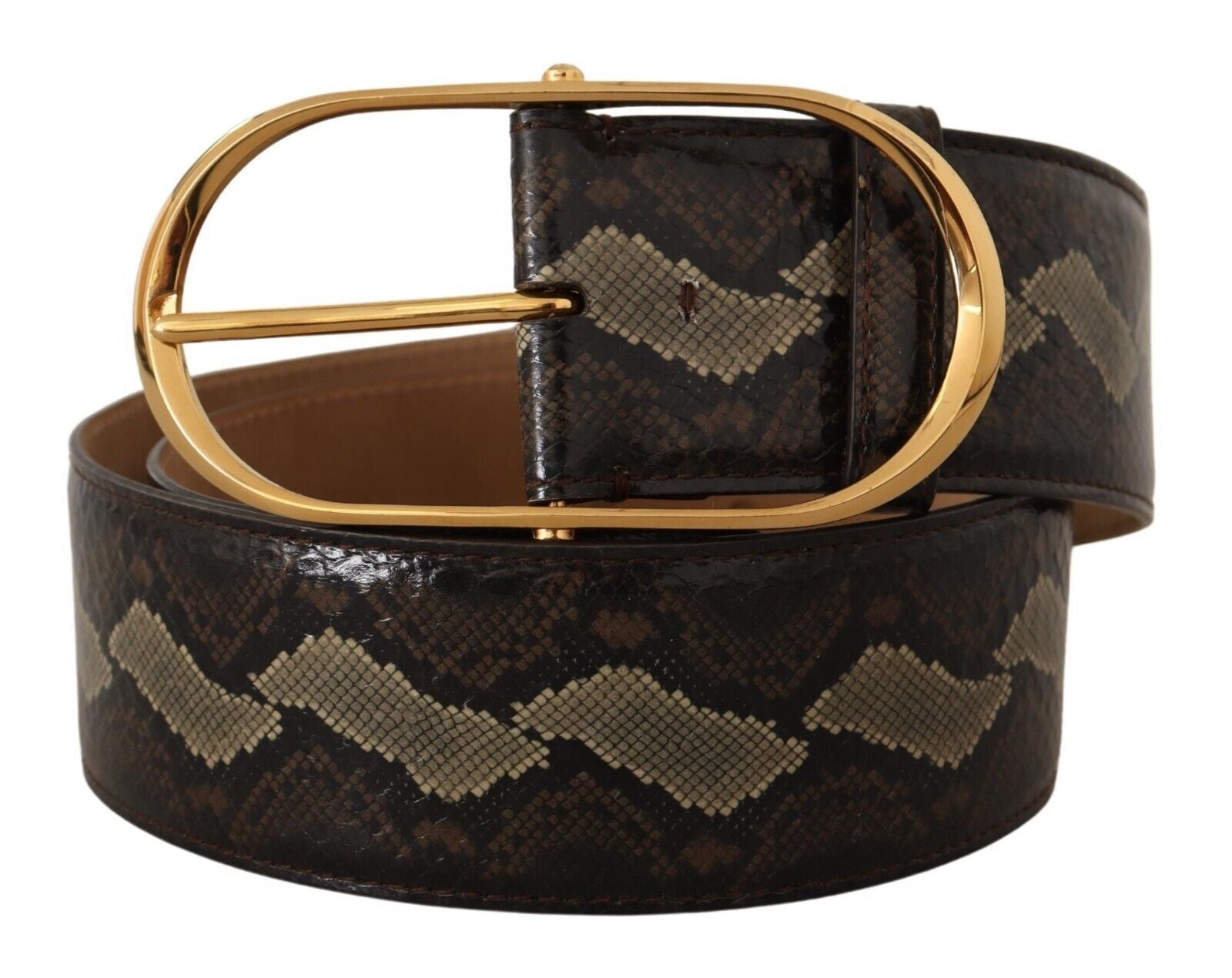 Dolce &amp; Gabbana Ceinture élégante en peau de serpent avec boucle ovale dorée