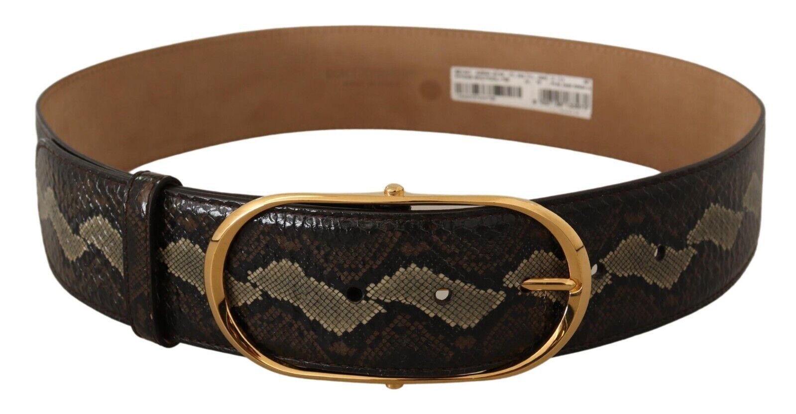 Dolce &amp; Gabbana Ceinture élégante en peau de serpent avec boucle ovale dorée