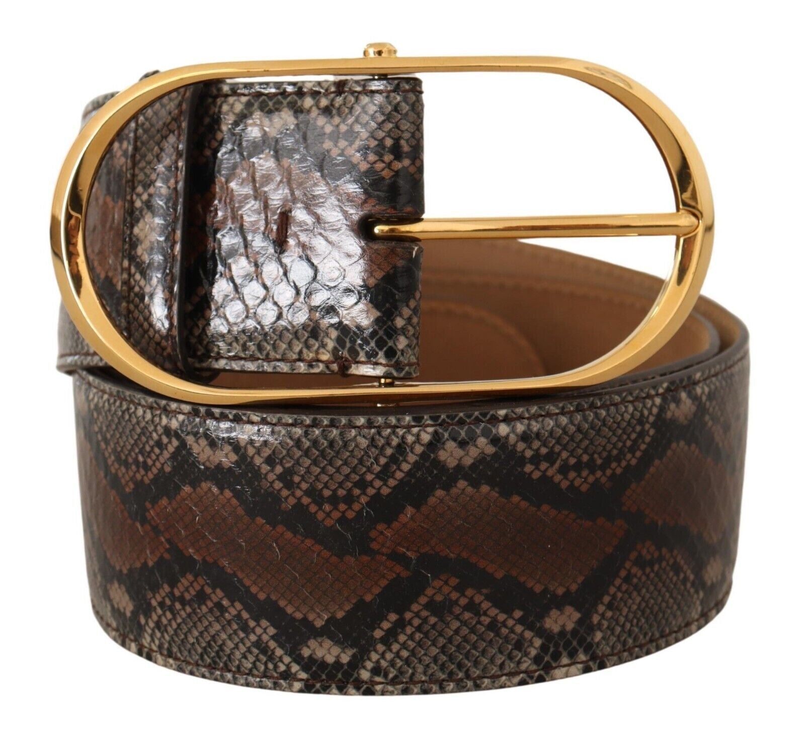 Dolce &amp; Gabbana Ceinture élégante en cuir marron avec boucle dorée