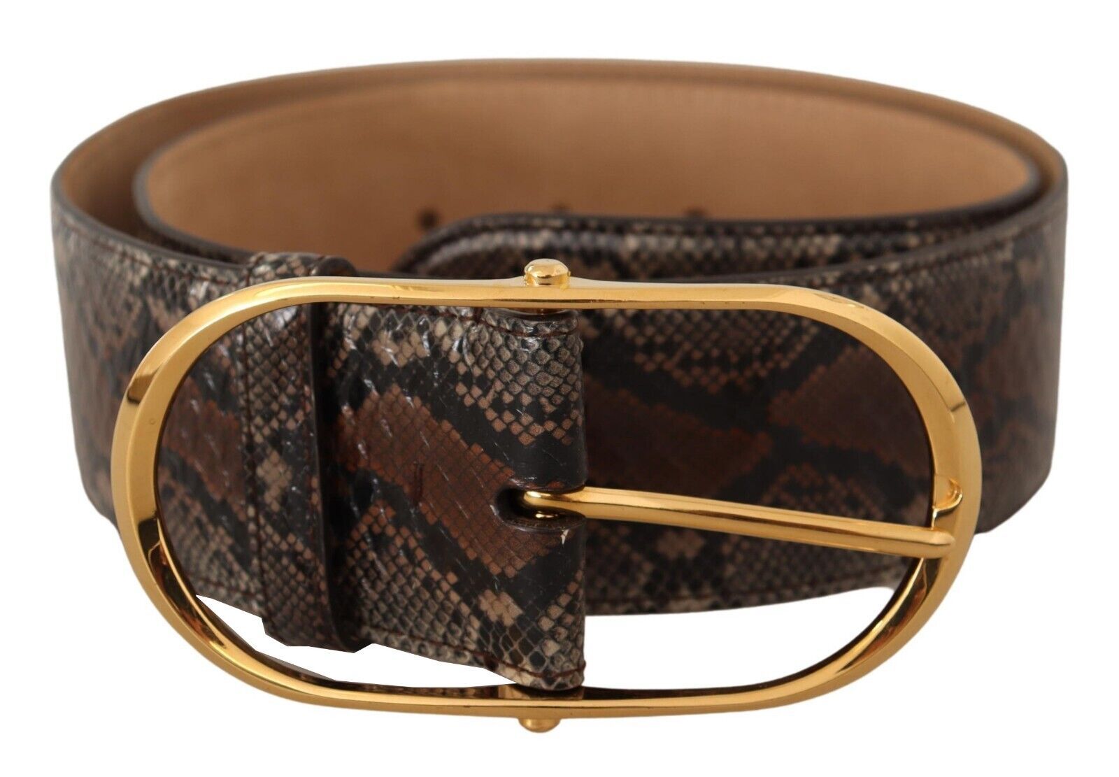 Dolce &amp; Gabbana Ceinture élégante en cuir marron avec boucle dorée