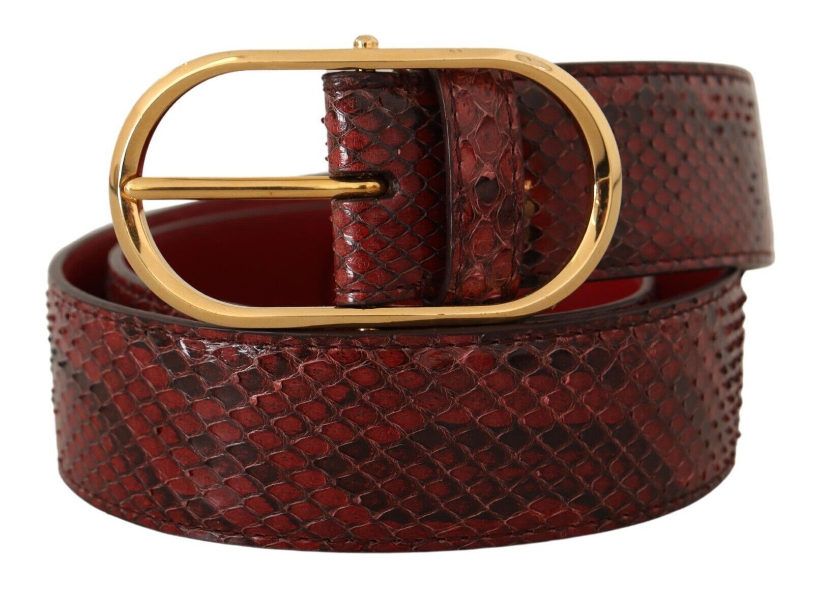 Dolce &amp; Gabbana Ceinture élégante en cuir peau de serpent rouge