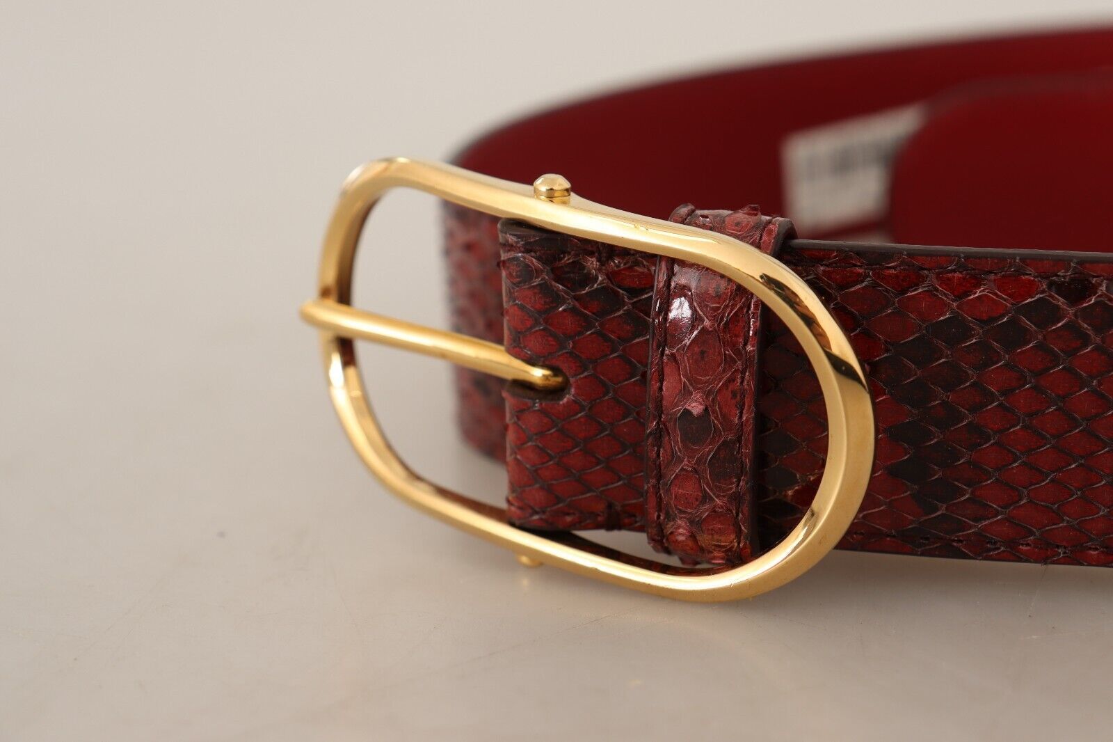 Dolce &amp; Gabbana Ceinture élégante en cuir peau de serpent rouge