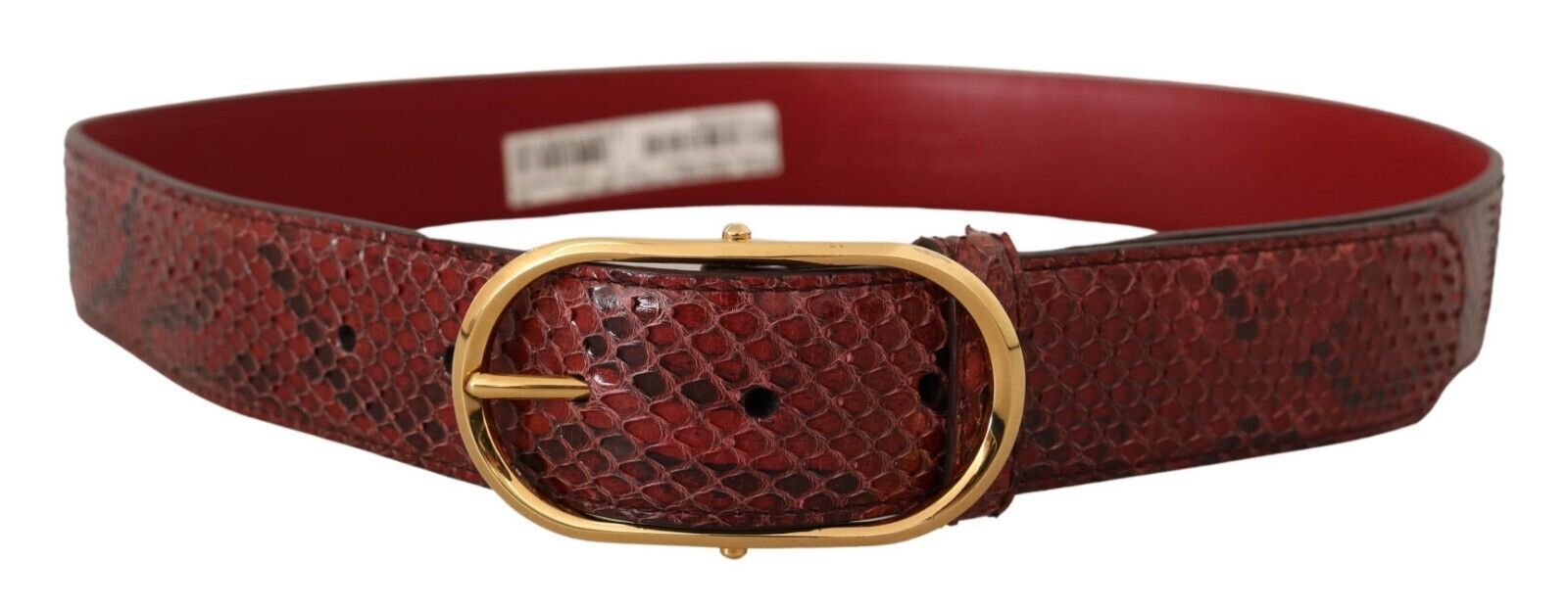 Dolce &amp; Gabbana Ceinture élégante en cuir peau de serpent rouge