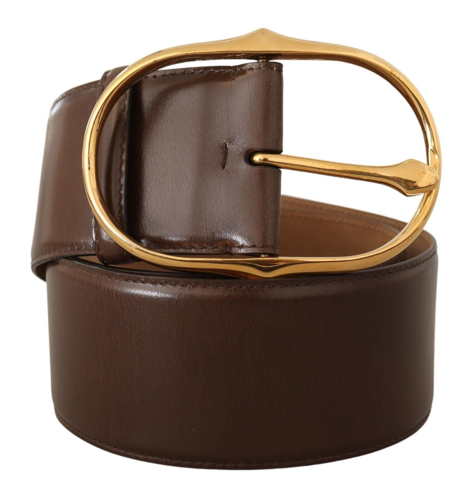 Dolce &amp; Gabbana Ceinture élégante en cuir marron avec boucle dorée