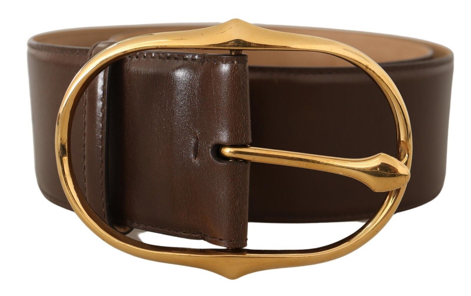 Dolce &amp; Gabbana Ceinture élégante en cuir marron avec boucle dorée