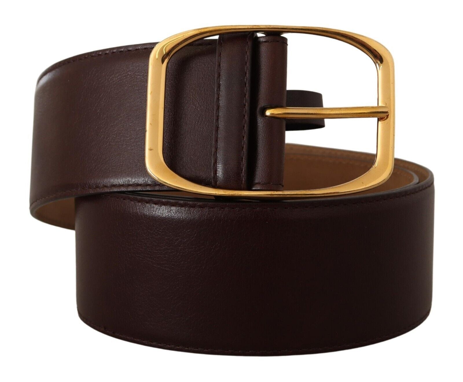 Dolce &amp; Gabbana Ceinture élégante en cuir marron foncé avec boucle dorée