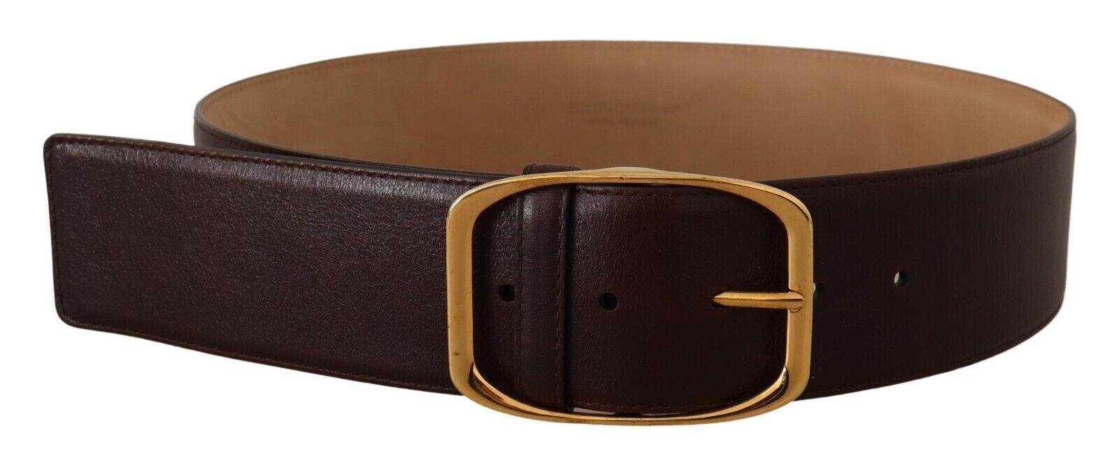 Dolce &amp; Gabbana Ceinture élégante en cuir marron foncé avec boucle dorée