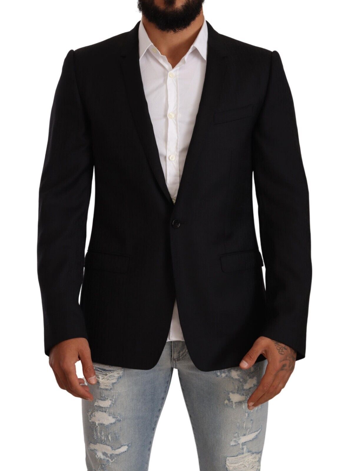 Dolce &amp; Gabbana Blazer en laine vierge noire exclusif