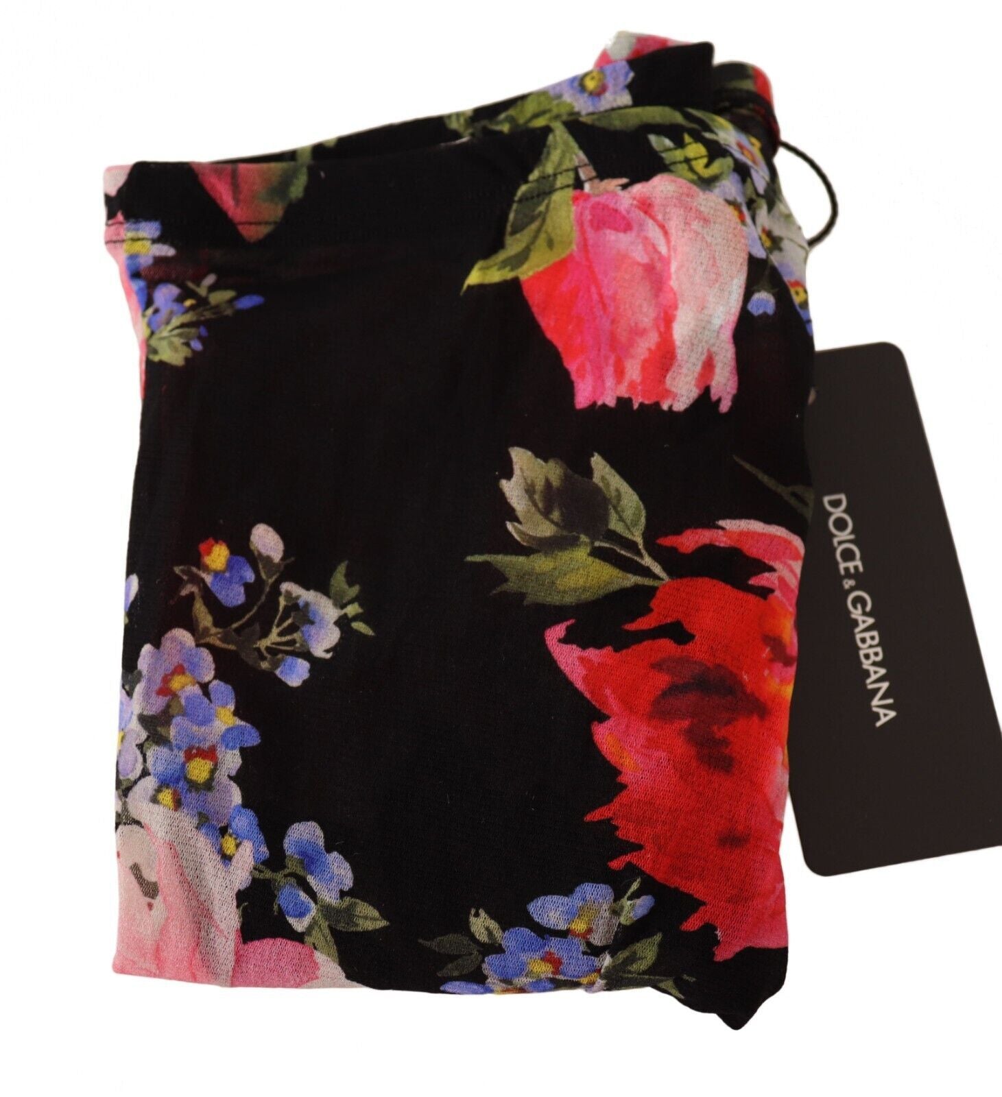 Collants en nylon noir floral Dolce &amp; Gabbana - L'élégance en fleurs