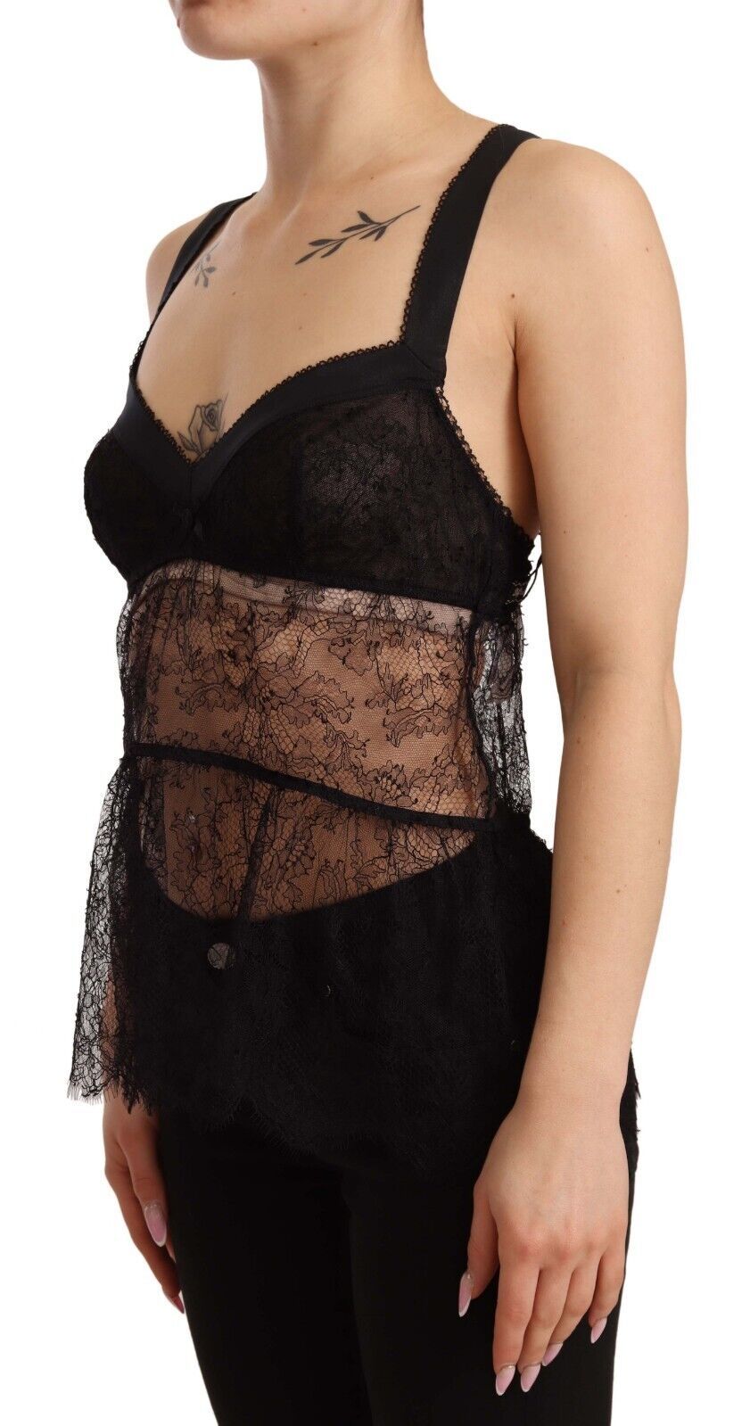 Dolce &amp; Gabbana Chemise de lingerie élégante en soie noire