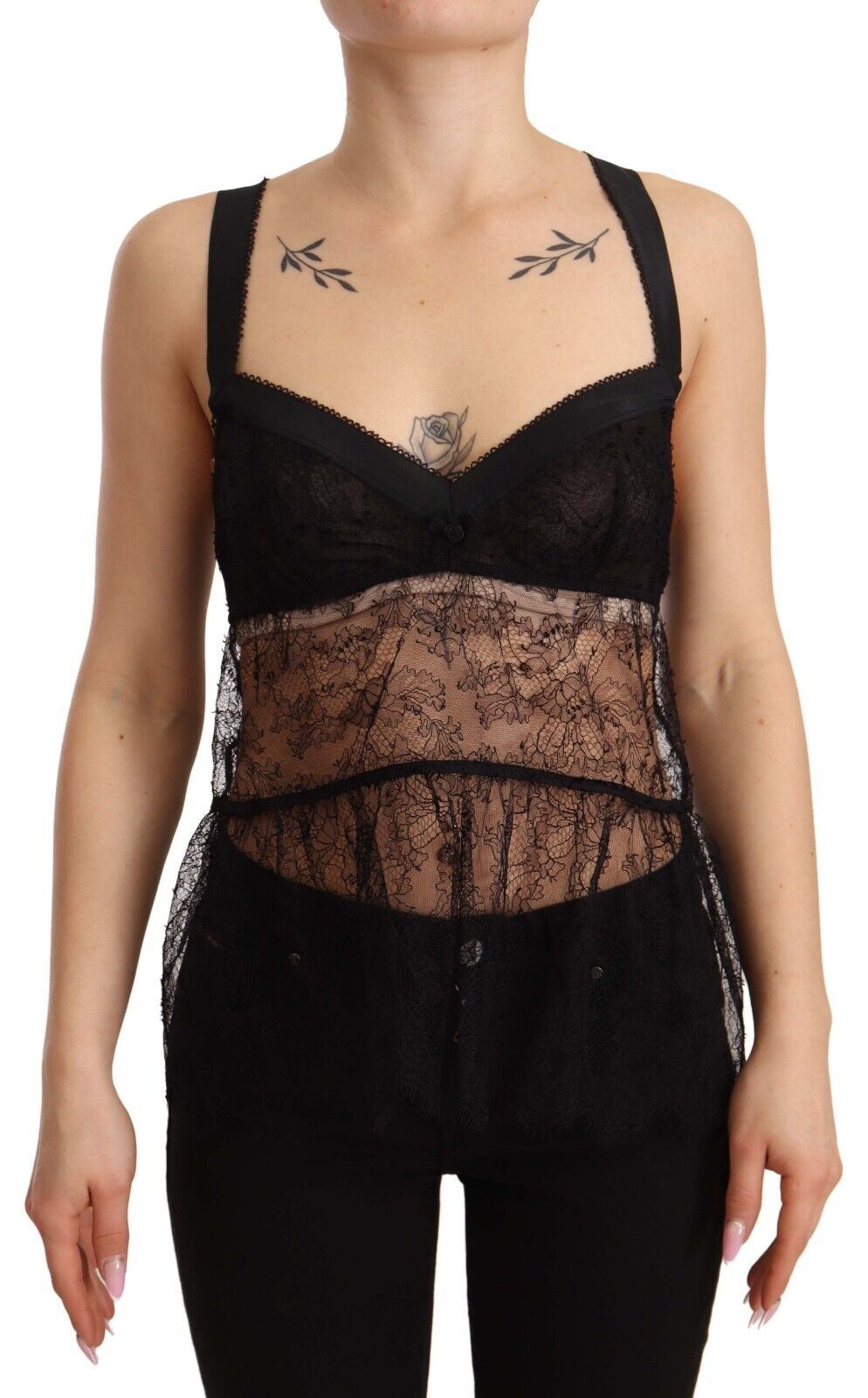 Dolce &amp; Gabbana Chemise de lingerie élégante en soie noire