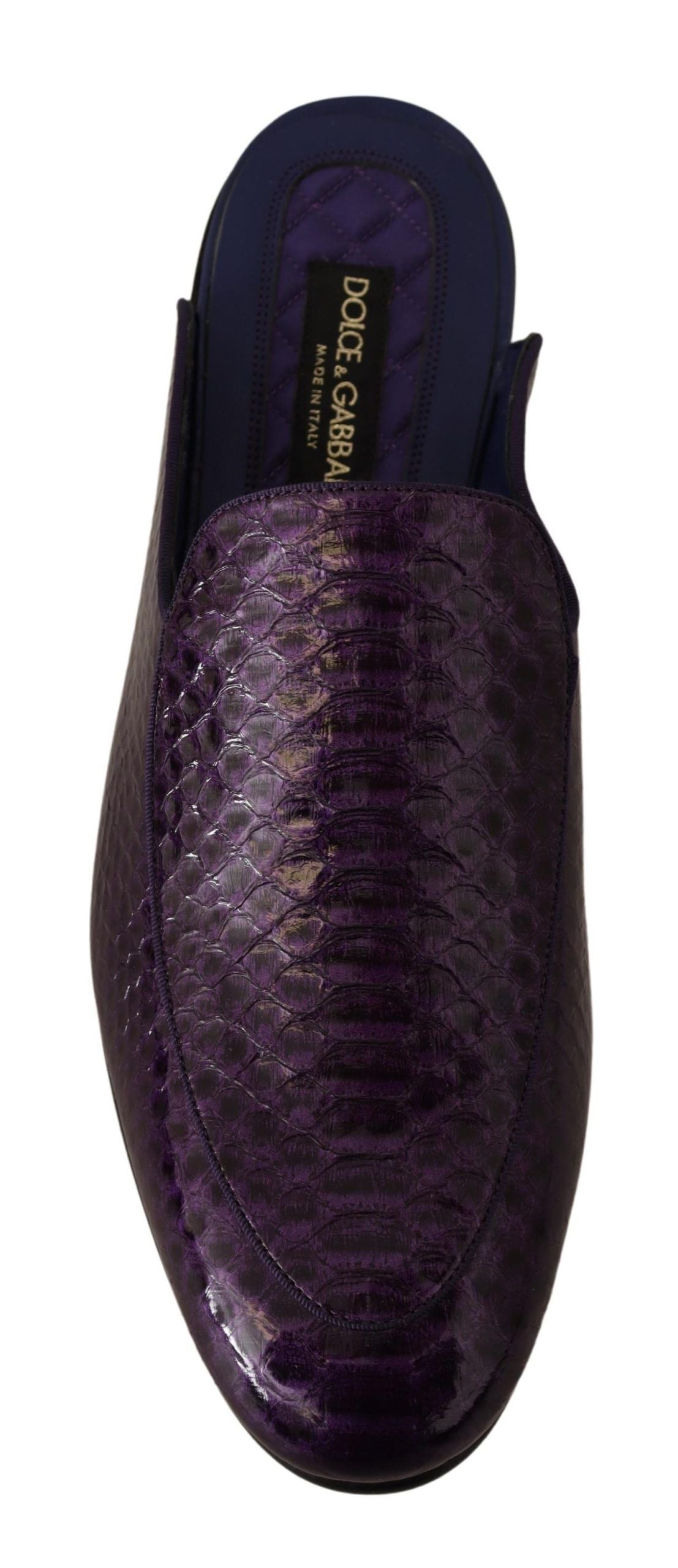 Dolce &amp; Gabbana Claquettes en cuir de python exotique violet