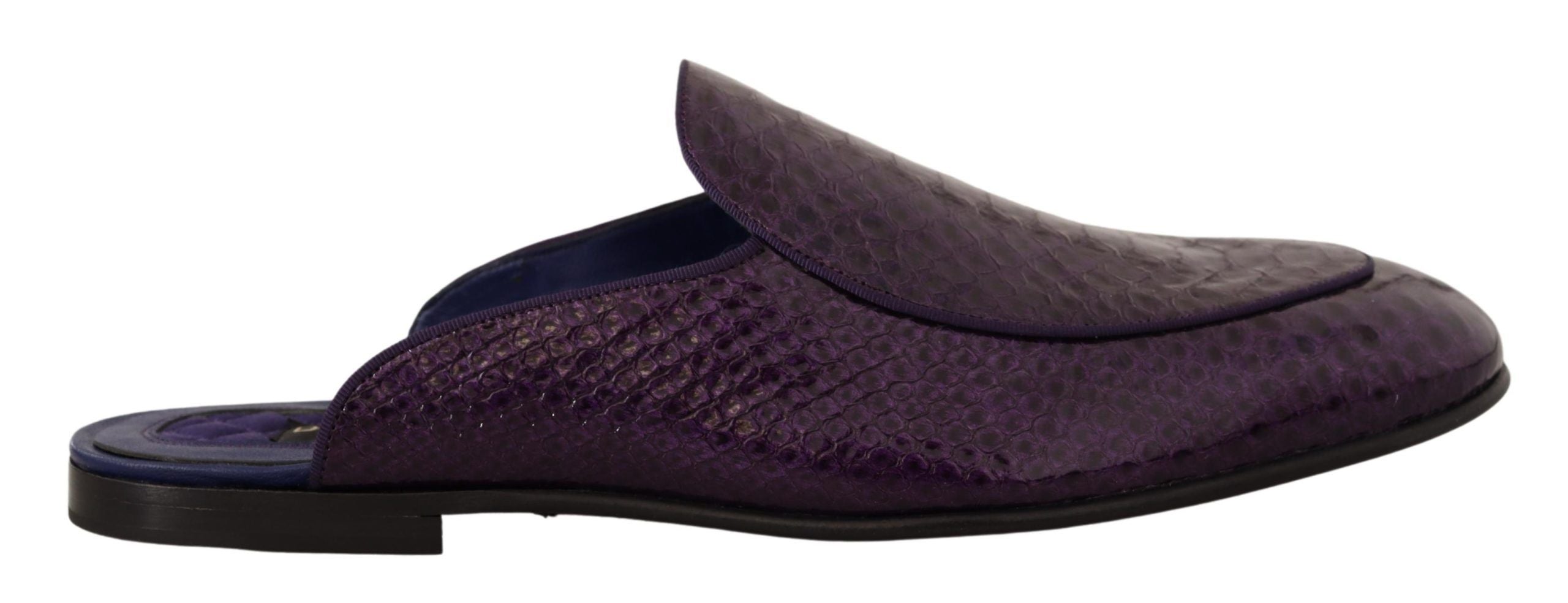 Dolce &amp; Gabbana Claquettes en cuir de python exotique violet