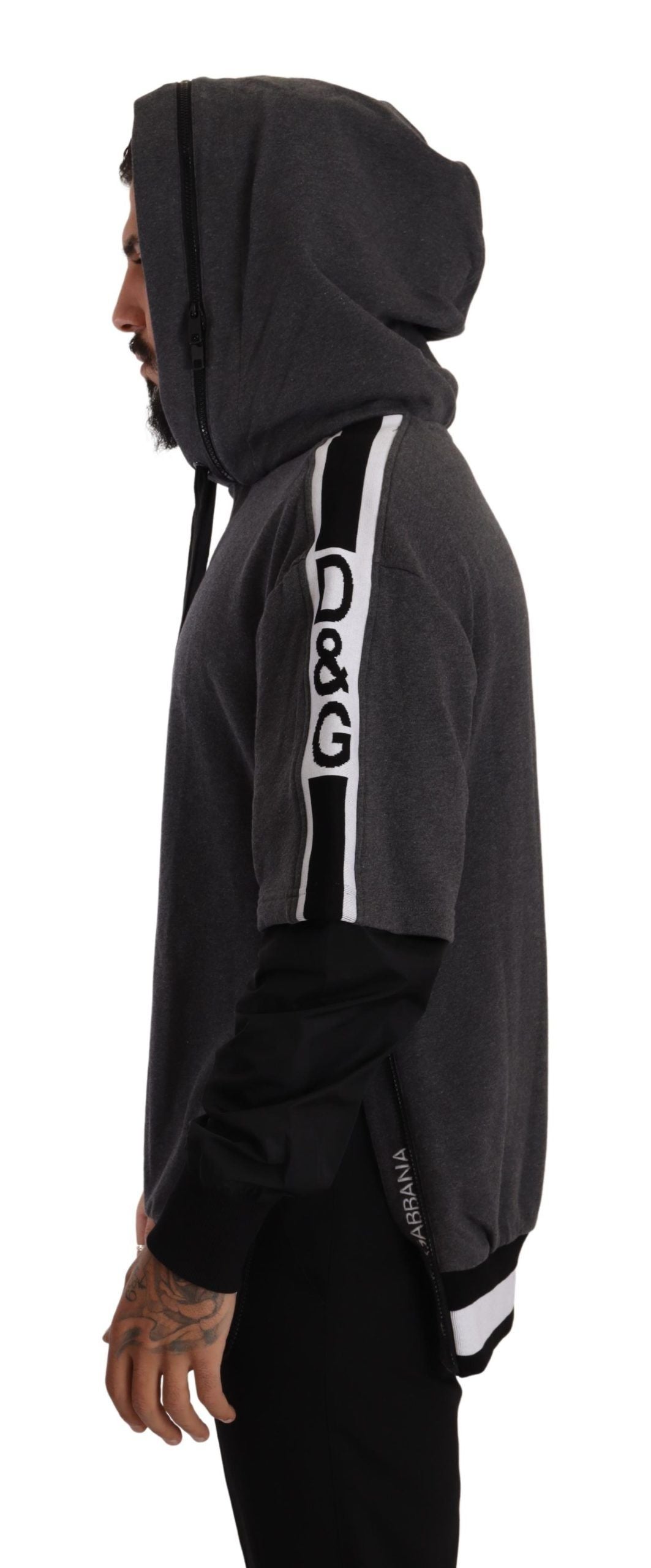 Dolce &amp; Gabbana Sweat-shirt à capuche élégant noir et gris