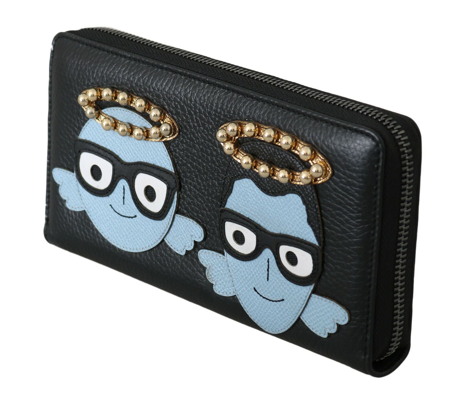 Dolce &amp; Gabbana Portefeuille zippé en cuir noir élégant