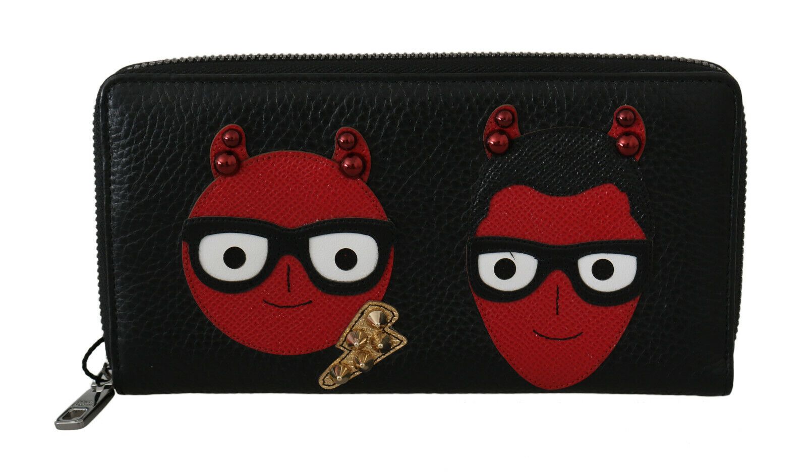 Portefeuille continental en cuir noir et rouge Dolce &amp; Gabbana Chic